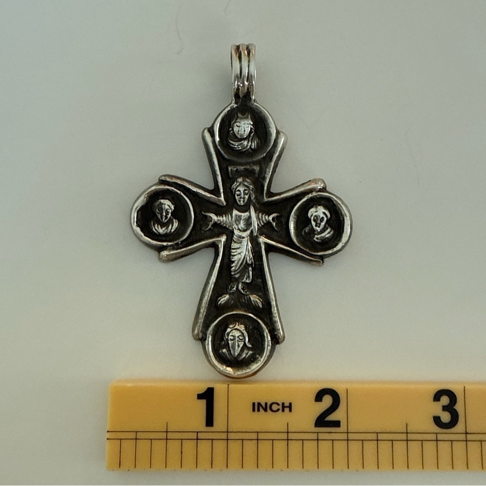 Antique Sterling Silver Orthodox Cross Pendant - Picture 7 of 8